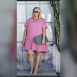 NWT Oversized Pink/Gray Snake Print Dress